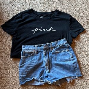 VGUC PINK Victorias Secret Size Small Shirt and Size 24 Jean Shorts